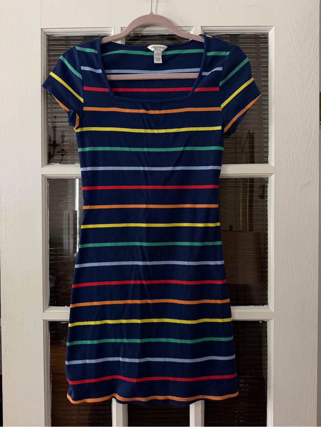 Arizona Jean Co Women’s S Blue Striped Ribbed Mini Dress | Sku 0072